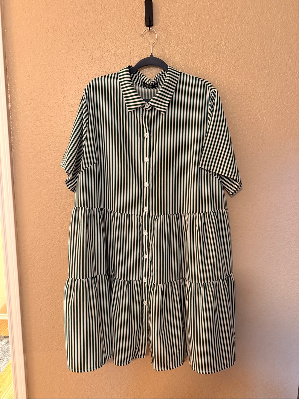 Shein green and white striped shirt dress size 3X